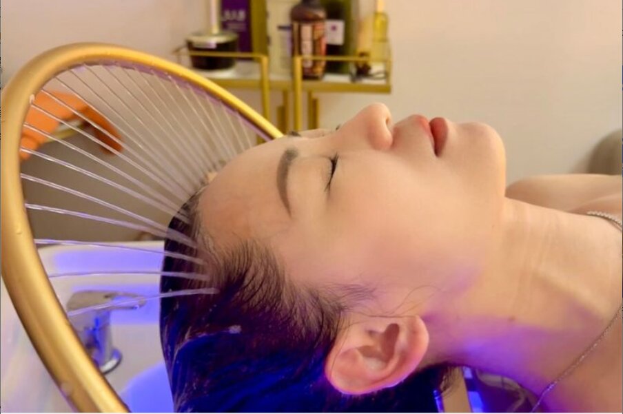 Professional head spa scalp ritual at Blissful Headspace Spa Manhattan NYC
